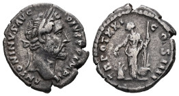 Antoninus Pius, AD 138-161. AR, Denarius. 2.65 g. 17.15 mm. Rome.
Obv: ANTONINVS AVG PIVS P P IMP II. Head of Antoninus Pius, laureate, right.
Rev: TR...