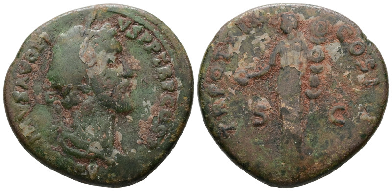 Antoninus Pius, AD 138-161. AE, As. 20.37 g. 33.36 mm. Rome.
tooled