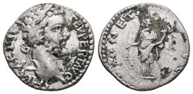 Septimius Severus, AD 193-211. AR, Denarius. 2.35 g. 17.33 mm. Emesa.
Obv: IMP CAE L SEP SEV PERT AVG COS. Head of Septimius Severus, laureate, right....