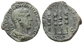 Philip I, AD 244-249. AE, As. 16.40 g. 28.14 mm. Rome.
Obv: IMP M IVL PHILIPPVS AVG. Bust of Philip the Arab, laureate, draped, cuirassed, right.
Rev:...