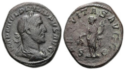 Philip I, AD 244-249. AE, Sestertius. 16.63 g. 30.92 mm. Rome.
Obv: IMP M IVL PHILIPPVS AVG. Bust of Philip the Arab, laureate, draped, cuirassed, rig...