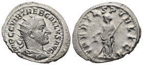 Trebonianus Gallus, AD 252-253. AR, Antoninianus. 3.76 g. 24.05 mm. Rome.
Obv: IMP C C VIB TREB GALLVS AVG. Bust of Trebonianus Gallus, radiate, drape...