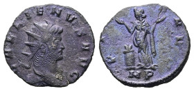 Gallienus, AD 253-268. Antoninianus. 2.48 g. 19.28 mm. Mediolanum.
Obv: GALLIENVS AVG. Head of Gallienus, radiate, right.
Rev: PIETAS AVG. Pietas, dra...