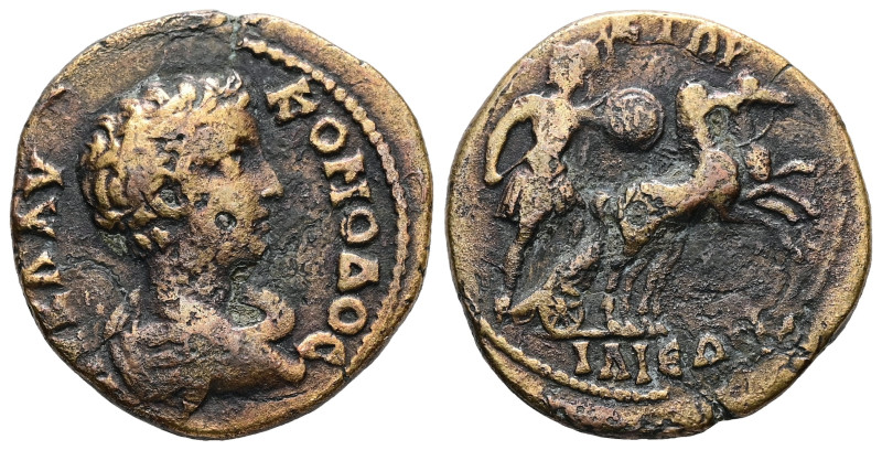 Troas, Ilium. Commodus, AD 176-179. AE. 7.56 g. 24.02 mm.
Obv: ΑΥ Κ Λ ΑΥ ΚΟΜΟΔΟ...