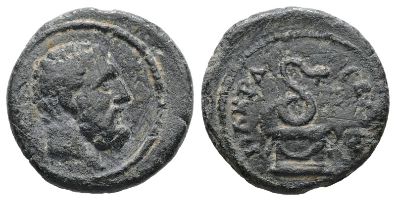 Lydia, Nacrasa. Pseudo-autonomous, c. AD 138-161. AE. 2.33 g. 15.81 mm.
Obv: Hea...