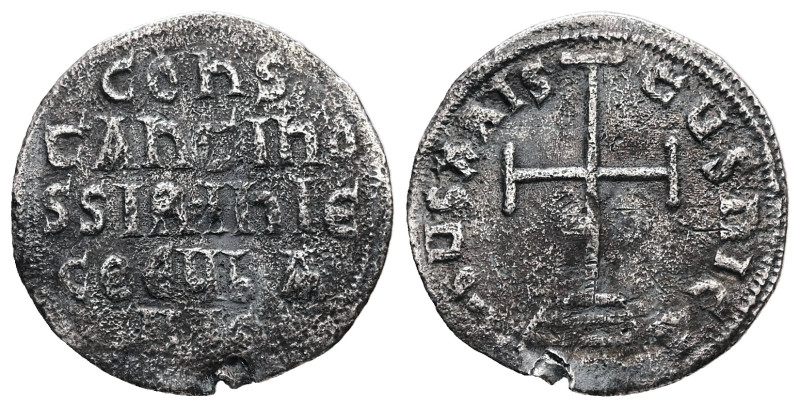 Constantine VI and Irene, AD 780-797. AR, Miliaresion. 1.23 g. 18.90 mm. Constan...