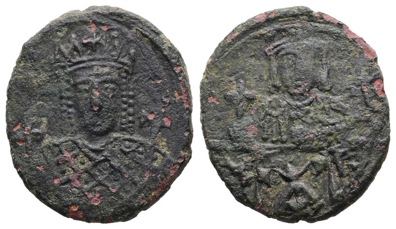 Constantine VI and Irene, AD 780-797. AE, Follis. 3.77 g. 20.76 mm. Constantinop...