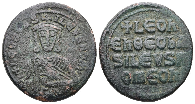 Leo VI the Wise, AD 886-912. AE, Follis. 9.52 g. 27.47 mm. Constantinople.
Obv: ...