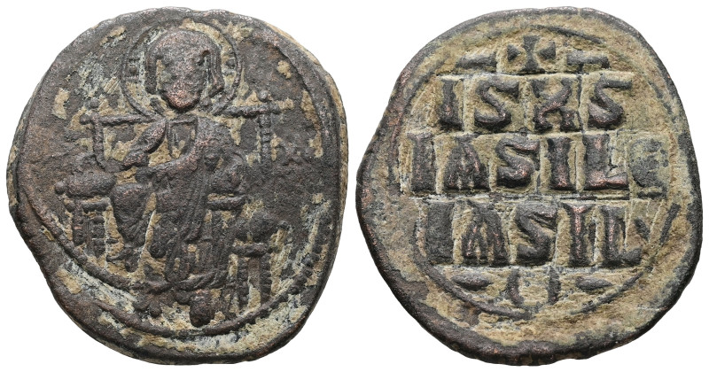 Anonymous Follis, Class D. Constantine IX, AD 1042-1055. AE, Follis. 12.35 g. 30...