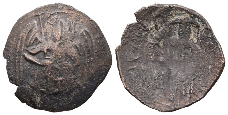 Michael VIII Palaeologus, AD 1261-1282. AE, Trachy. 1.72 g. 22.67 mm. Constantin...