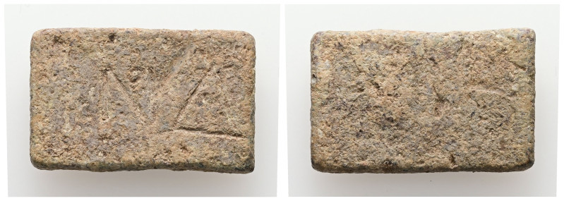 PB Hellenistic to Roman imperial period, tetradrachm weight.
Rectangular in form...