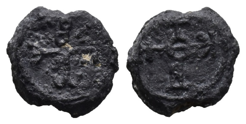 PB Byzantine monogrammatic seal of Peter? (AD 6th–7th centuries)
Obv: Cruciform ...