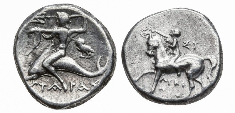 CALABRIA. TARENTUM. (CIRCA 272-240 BC). AR NOMOS

 Ca. 272 - 240 BC Obv: Youth...