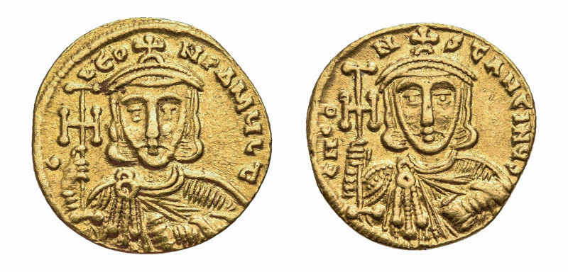 LEO III 'THE ISAURIAN', WITH CONSTANTINE V (741-775 AD). CONSTANTINOPLE. AV SOLI...