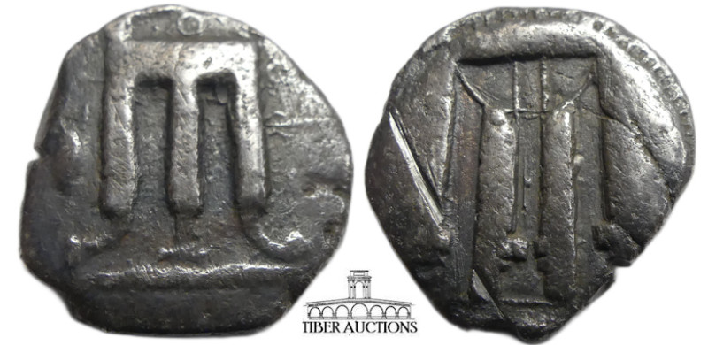 Bruttium, Kroton. Circa 530-510 BC. AR Stater. (21 mm, 7.22 g). Three handled De...