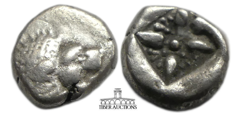 IONIA, Miletos. Late 6th-early 5th century BC. AR Diobol (9 mm, 1.01 g). Forepar...