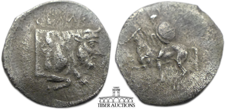 SICILY, Gela. Circa 430-425 BC. AR Litra (13 mm, 0.59 g). Warrior on horseback l...