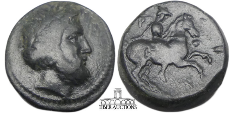 Thessaly, Krannon. Ca. 350-300 B.C. AE Dichalkon (18 mm, 4.92 g). Laureate head ...