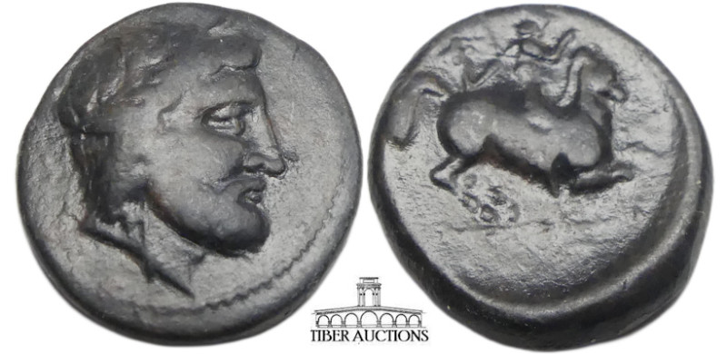 Thessaly, Krannon. Ca. 350-300 B.C. AE Dichalkon (18 mm, 5.34 g). Laureate head ...