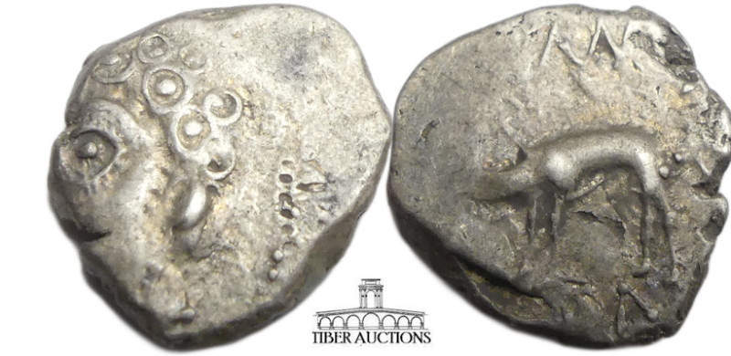 GAUL, Central. Sequani. Circa 100-50 BC. AR Quinarius (14 mm, 1.96 g). Male head...