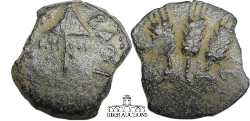 JUDAEA, Herodians. Agrippa I. 37-43 CE. Æ Prutah (15 mm, 1.76 g). Jerusalem mint...