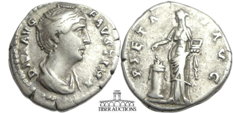 DIVA FAUSTINA SENIOR, wife of Antoninus Pius. Died 141 AD. AR Denarius (18 mm, 3...