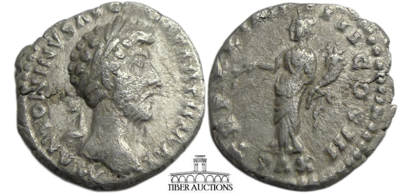 MARCUS AURELIUS. AD 161-180. AR Denarius (18mm, 2.83 g). Struck 166 AD. Laureate...