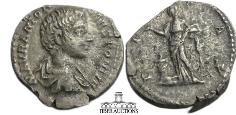 Caracalla. As Caesar, AD 196-198. AR Denarius (19 mm, 2.54 g). Rome mint. Struck...