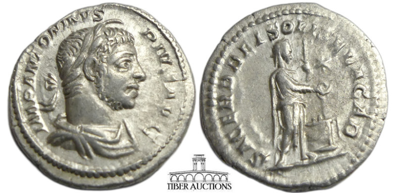 Elagabalus. AD 218-222. AR Denarius (20 mm, 3.17 g). Rome mint. Struck AD 221-22...