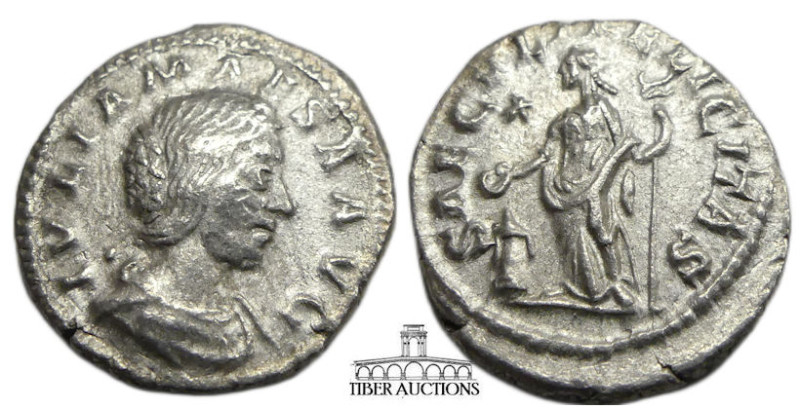 Julia Maesa. Augusta, AD 218-224/5. AR Denarius (20 mm, 3.11 g). Rome mint. Stru...