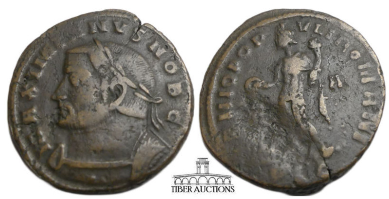 Galerius, as Caesar, AD 293-305. Æ Follis (25 mm, 10.13 g). Laureate head right ...