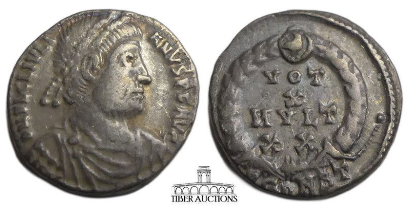 Julian II. AD 360-363. AR Siliqua (16 mm, 1.89 g). Arelate (Arles) mint. Pearl-d...