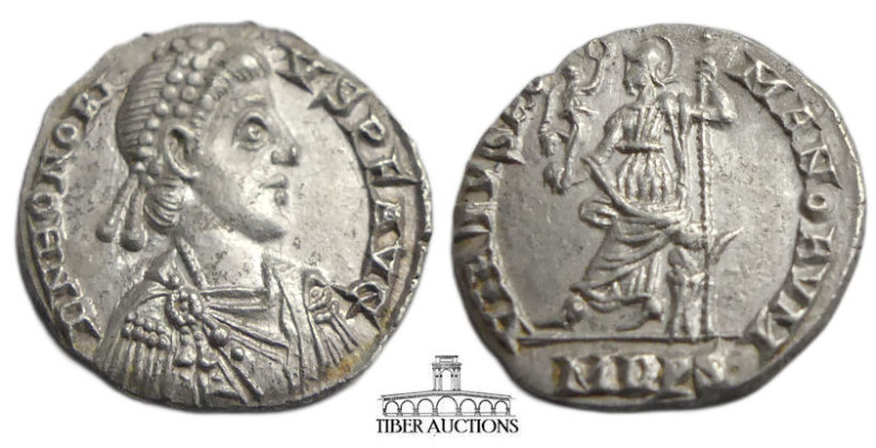 Honorius. AD 393-423. AR Siliqua (17 mm, 1.52 g). Mediolanum (Milan) mint. Struc...