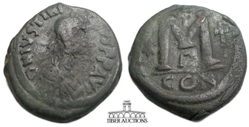 Justinian I. 527-565. Æ Follis (30 mm, 17.38 g). Constantinople mint. Diademed, ...