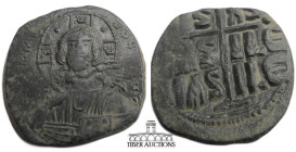 Anonymous Folles. temp. Romanus III, circa 1028-1034. Æ Follis (30 mm, 8.95 g). Class B. Constantinople mint. Facing bust of Christ Pantokrator / Larg...