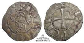 CRUSADERS, Antioch. Bohémond III. 1163-1201. BI Denier (17 mm, 0.97 g). Antioch mint. Helmeted head left; crescent to left, star to right / Cross patt...