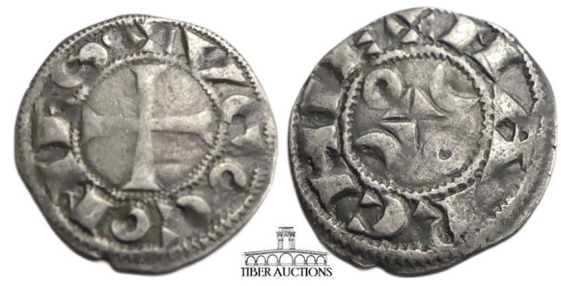 France, Angouleme. Guillaume V-Hugues I. 1170-1245. BI denier (18 mm, 0.86 g). L...