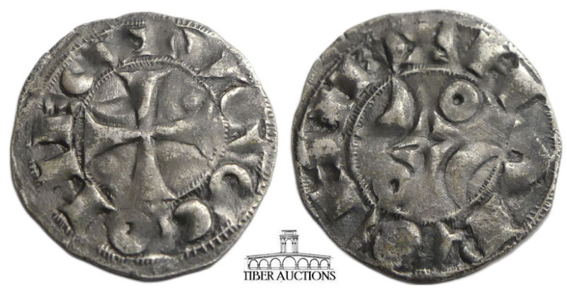 France, Angouleme. Guillaume V-Hugues I. 1170-1245. BI denier (19 mm, 0.84 g). L...