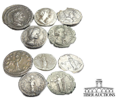 5 Roman silver coins