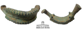 Near East, Levant. Circa 500-332 BC. probably specific to Judaea under Persian control. Very large fibula decorated with rings, dots and balls. Cast b...