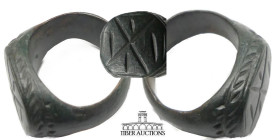 Roman. Circa 1st-4th Century AD. Ring, engraved. Bronze. 22 mm x 9 mm. 8.01 g.