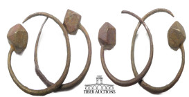 Unknown origin, attributed in collection as Crimea, Circa 6th Century AD. Earrings. Bronze. 35 mm. 12.60 g.