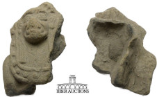 Pre-Columbian. Ecuador, Tumaco-La Tolita culture. Circa 350 BC – AD 400. Head fragment. Terracotta. 70 mm x 55 mm. 44.21 g.