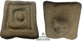 Pre-Columbian. Ecuador, Tumaco-La Tolita culture. Circa 350 BC – AD 400. Stamp seal. Terracotta. 43 mm x 43 mm x 20 mm. 38.97 g.