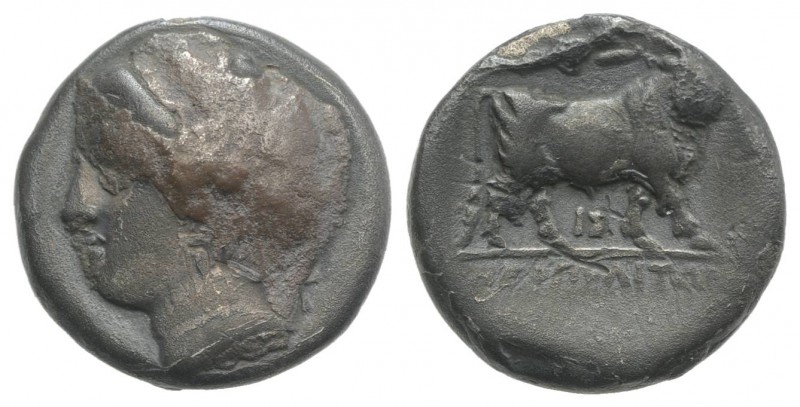 Southern Campania, Neapolis, c. 275-250 BC. AR Drachm (14.5mm, 3.25g, 12h). Head...