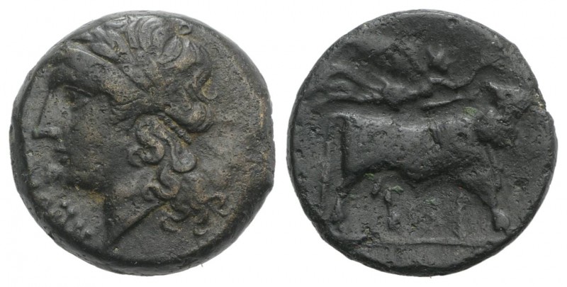 Southern Campania, Neapolis, c. 270-250 BC. Æ (18mm, 4.78g, 6h). Laureate head o...