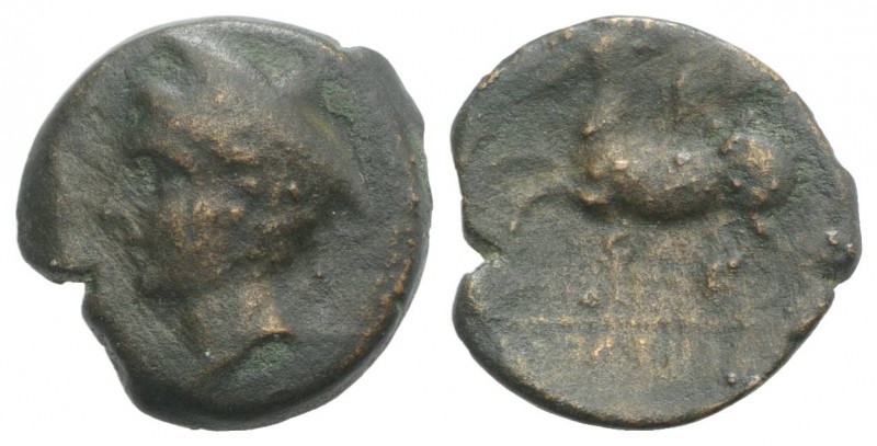 Eastern Italy, Frentani, mid 3rd century BC. Æ (19mm, 5.30g, 7h). Head of Hermes...