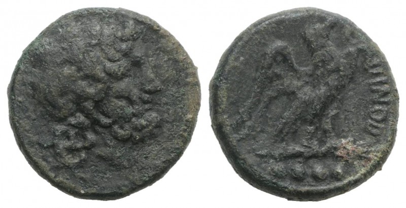 Eastern Italy, Larinum, c. 210-175 BC. Æ Quadrunx (20mm, 7.46g, 6h). Laureate he...