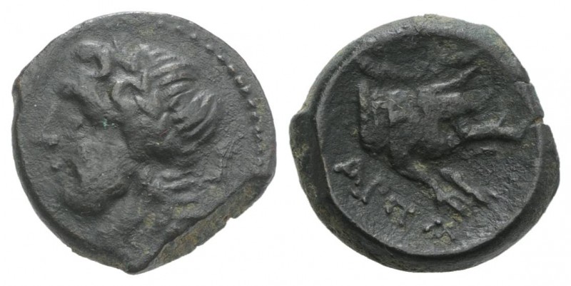Northern Apulia, Arpi, c. 325-275 BC. Æ (14mm, 3.54g, 6h). Laureate head of Zeus...