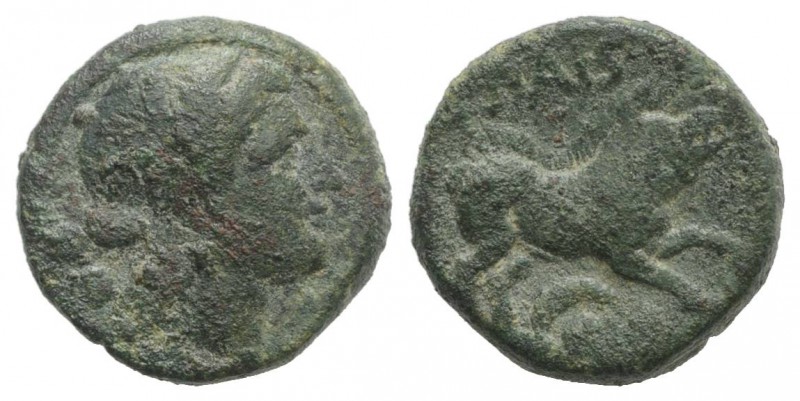 Northern Lucania, Paestum, c. 218-201 BC. Æ Sextans (14mm, 3.28g, 12h). Head of ...